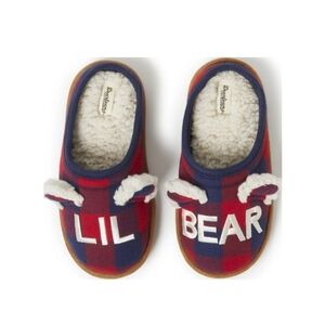 Dearfoams Acogedoras y Cómodas Zapatillas Tipo Zueco aCuadros con Osito Lil